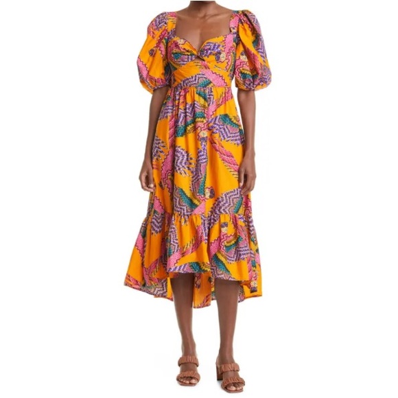 Farm Rio Macaw Puff-Sleeve Midi Dress - Picture 13 of 15